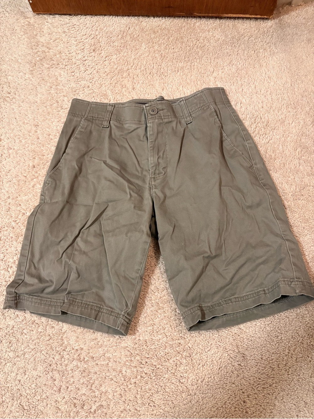 Men's Casual Olive Green Cotton Blend Shorts